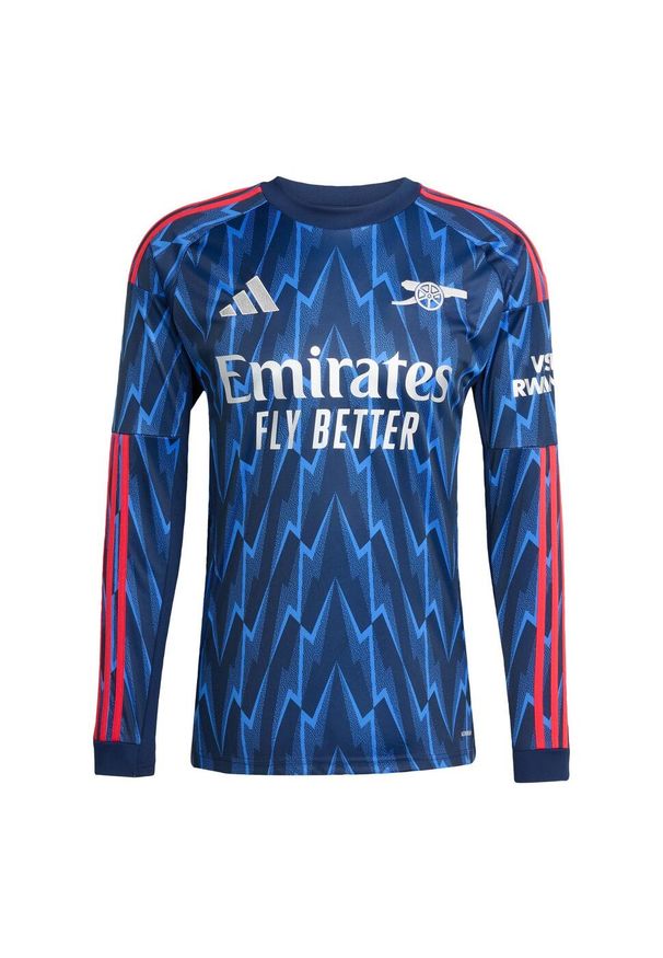 Adidas - Koszulka wyjazdowa z długim rękawem Arsenal 25/26. Kolor: wielokolorowy, niebieski, szary. Długość rękawa: długi rękaw. Długość: długie. Sport: piłka nożna