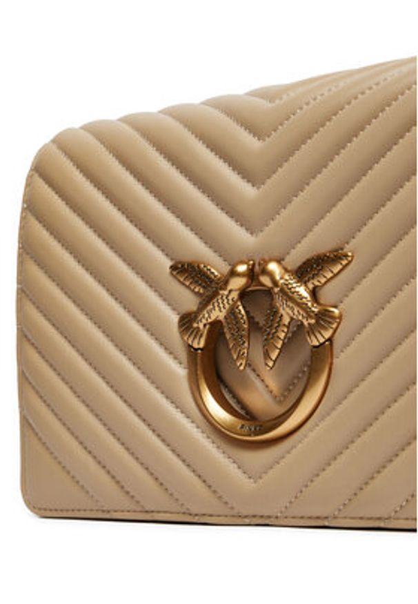 Pinko Torebka Lowe Click Classic 100063 A0GK Beżowy. Kolor: beżowy. Materiał: skórzane