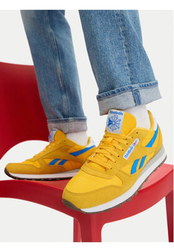 Reebok Sneakersy EO-CLASSIC LEATHER 100245029 Żółty. Kolor: żółty. Materiał: zamsz, skóra. Model: Reebok Classic
