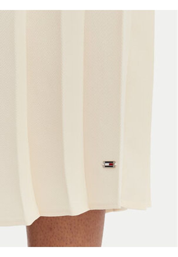 TOMMY HILFIGER - Tommy Hilfiger Spódnica plisowana WW0WW48538 Écru Regular Fit. Kolor: kremowy. Materiał: syntetyk