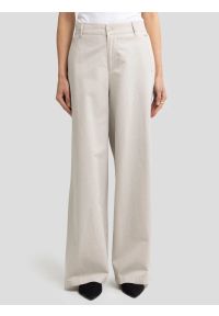 Big-Star - Spodnie damskie wide z dodatkiem lnu beżowe Maryliana 800. Okazja: na co dzień. Stan: podwyższony. Kolor: beżowy. Materiał: len. Styl: casual, klasyczny, retro, elegancki #1