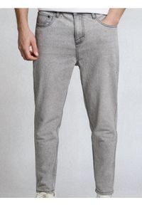 Sinsay - Jeansy carrot z efektem sprania - szary. Kolor: szary