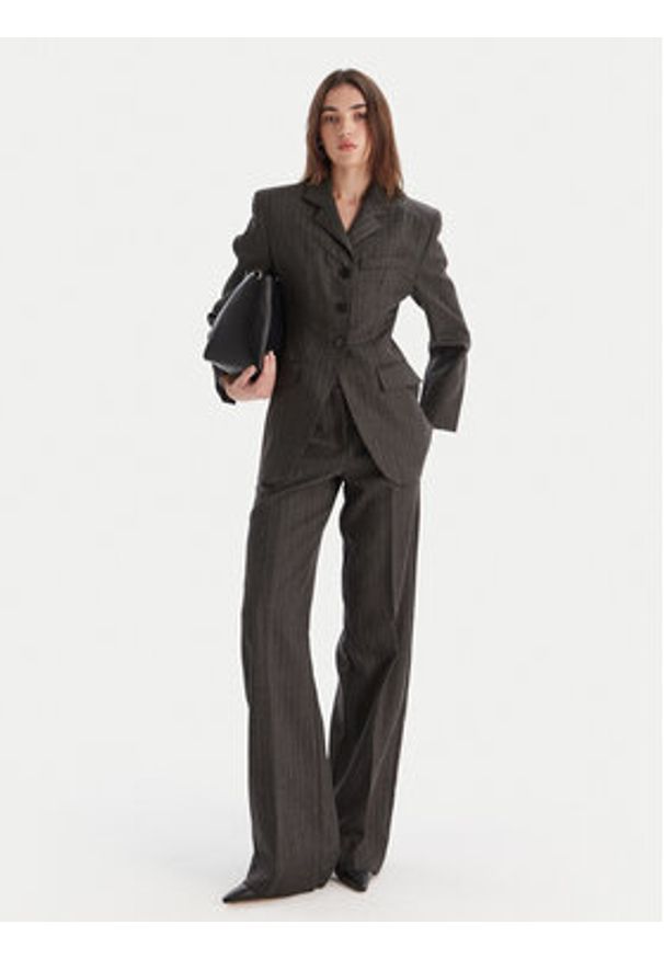 Marella Spodnie palazzo Renoir 2523136082 Szary Wide Leg. Kolor: szary. Materiał: wełna