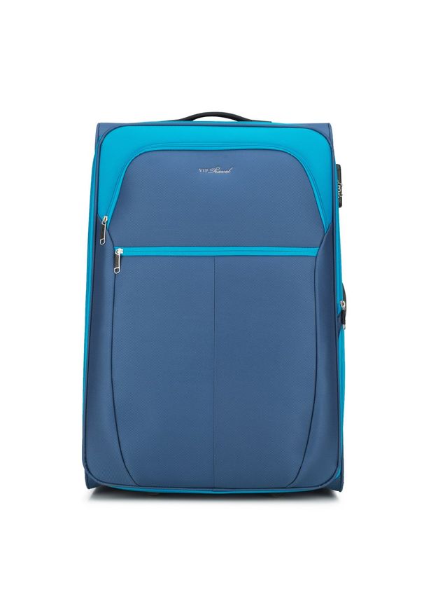 Wittchen - Duża miękka walizka dwukolorowa. Kolor: niebieski. Materiał: poliester