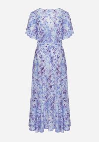 Born2be - Niebiesko-Fioletowa Sukienka Efiva. Typ kołnierza: dekolt w kształcie V. Kolor: niebieski. Długość rękawa: krótki rękaw. Styl: elegancki #7