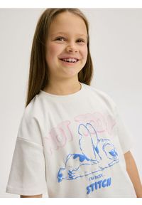 Reserved - Bawełniany t-shirt Lilo i Stitch - złamana biel. Materiał: bawełna #1