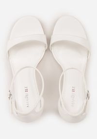 Renee - Białe Sandały na Szpilce z Wyciętą Cholewką Metiotai. Zapięcie: sprzączka. Kolor: biały. Wzór: kwiaty. Obcas: na szpilce. Styl: elegancki #4