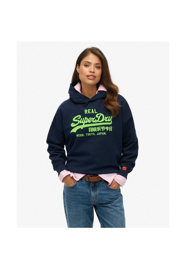 Bluza damska z kapturem Superdry Vl Neon. Typ kołnierza: kaptur. Kolor: niebieski