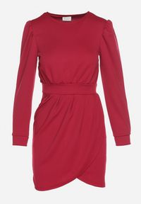 Born2be - Różowa Sukienka z Marszczeniem i Bufiastymi Rękawami Redenia. Kolor: różowy. Styl: klasyczny, elegancki #2