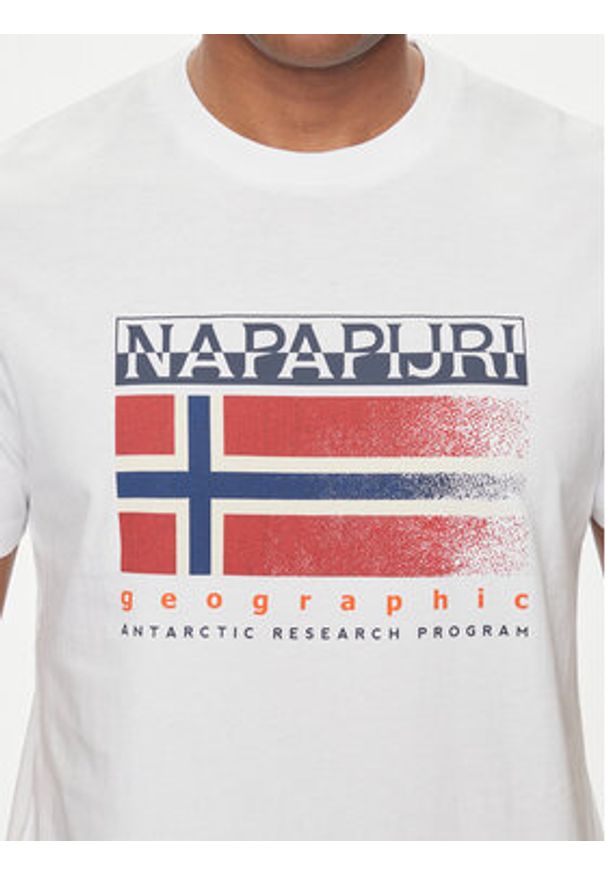Napapijri T-Shirt S-Kreis NP0A4HQR Biały Regular Fit. Kolor: biały. Materiał: bawełna