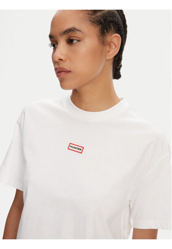 Hunter T-Shirt Abby HARW0059251 Biały Boxy Fit. Kolor: biały. Materiał: bawełna