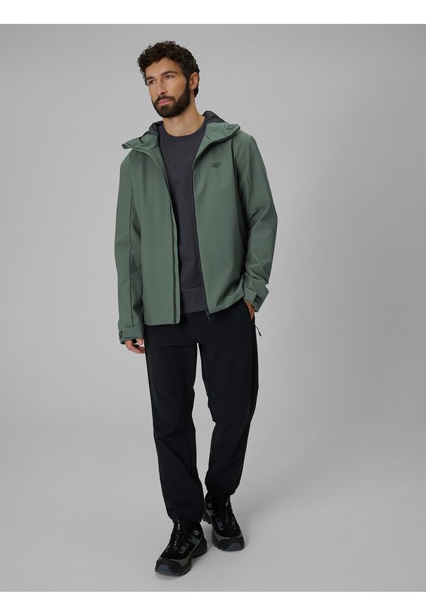 4f - 4F Kurtka przejściowa membrana 5000 męska - zielona L. Okazja: na co dzień. Kolor: zielony. Materiał: skóra, materiał. Styl: casual