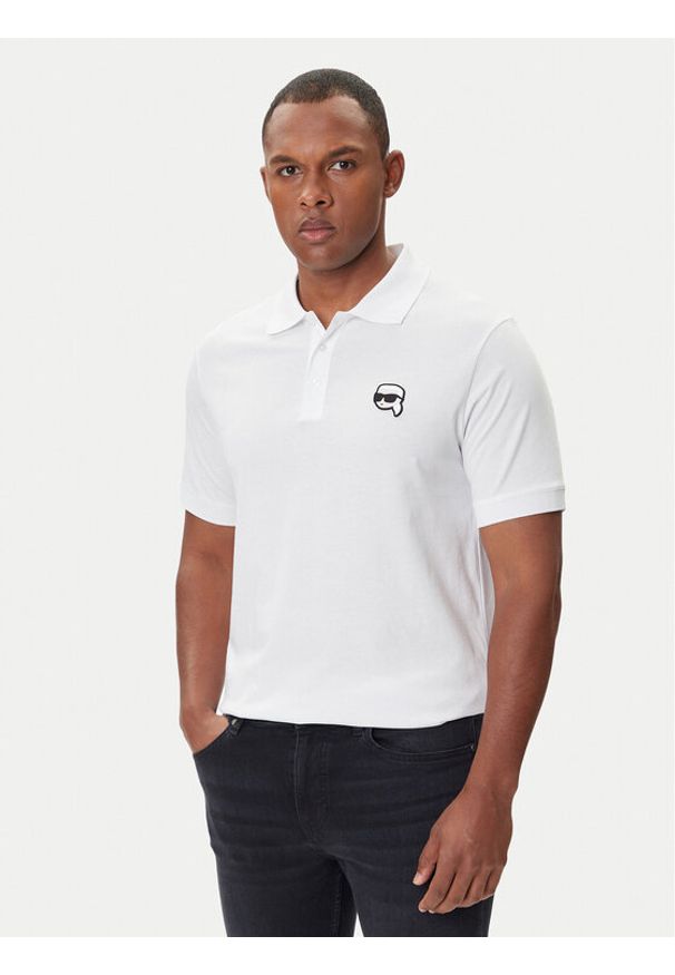 Karl Lagerfeld - KARL LAGERFELD Polo 745710 500224 Biały Regular Fit. Typ kołnierza: polo. Kolor: biały. Materiał: bawełna