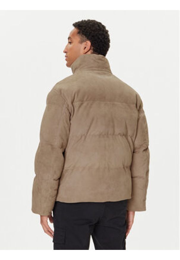 BOSS Kurtka skórzana Jocamp 50547546 Beżowy Relaxed Fit. Kolor: beżowy. Materiał: skóra