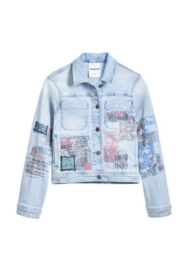 Desigual Kurtka jeansowa Los Angeles 25SWED03 Niebieski Regular Fit. Kolor: niebieski. Materiał: bawełna