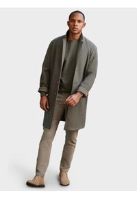 Ombre Clothing - Jednorzędowy płaszcz męski bez podszewki – szarozielony V6 - Rozmiar: L. Kolor: szary. Materiał: poliester, materiał. Wzór: melanż. Styl: elegancki #4