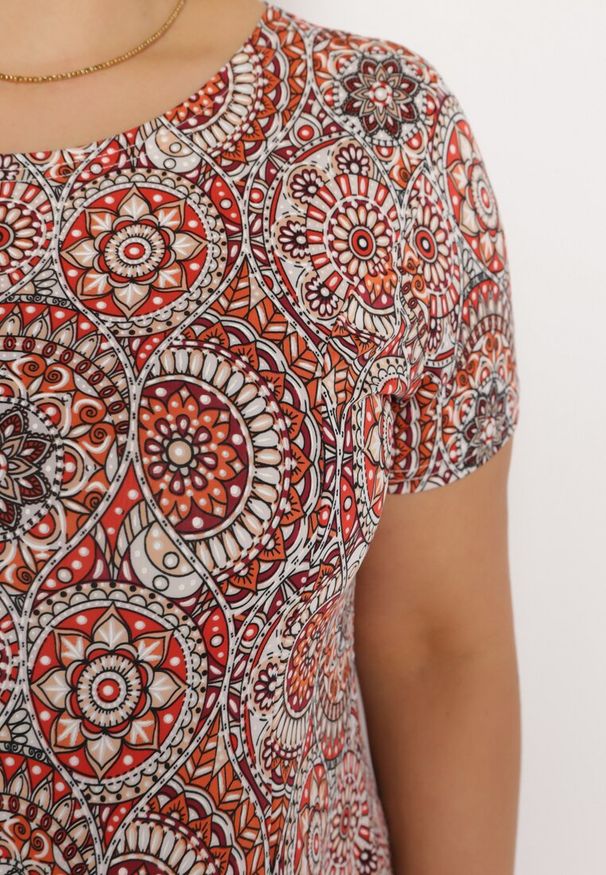 Born2be - Pomarańczowa Sukienka Mini z Wiskozy o Rozkloszowanym Fasonie Boho Aiselle. Kolor: pomarańczowy. Materiał: wiskoza. Wzór: kolorowy. Sezon: lato. Styl: boho. Długość: mini