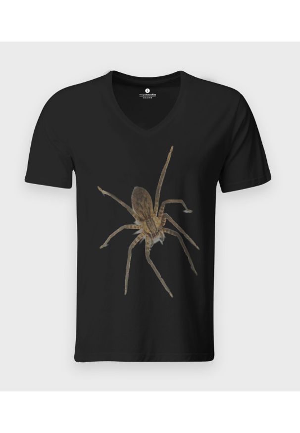 MegaKoszulki - Koszulka męska v-neck Spider 3D. Materiał: skóra, bawełna, materiał. Styl: klasyczny
