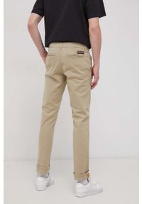 Napapijri Spodnie męskie kolor beżowy w fasonie chinos. Kolor: beżowy. Materiał: tkanina #2