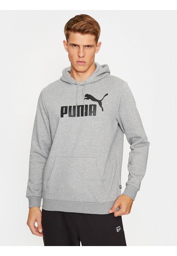 Puma Bluza Ess Big Logo 586686 Szary Regular Fit. Kolor: szary. Materiał: syntetyk, bawełna