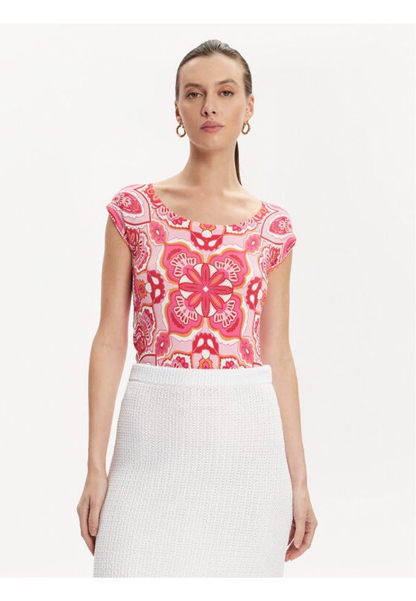 Luisa Spagnoli Bluzka Crotone 58243 Różowy Regular Fit. Kolor: różowy. Materiał: syntetyk, wiskoza