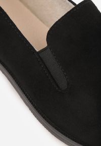 Born2be - Czarne Mokasyny Loafersy z Imitacji Zamszu Valtoria. Kolor: czarny. Materiał: zamsz. Obcas: na obcasie. Styl: klasyczny. Wysokość obcasa: niski #4
