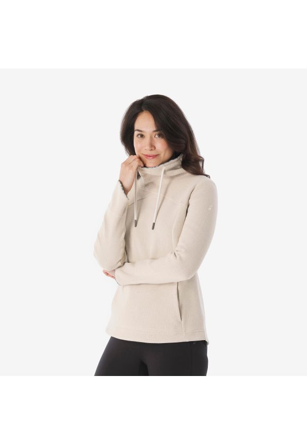 quechua - Bluza turystyczna damska Quechua NH100. Typ kołnierza: kołnierzyk stójkowy. Kolor: zielony, wielokolorowy, beżowy. Materiał: materiał, poliester, bawełna. Sport: turystyka piesza