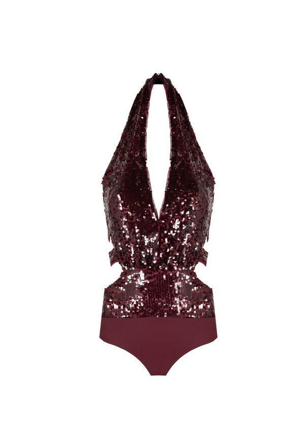 Patrizia Pepe Body | 8C0645/A299 | Kobieta | Bordowy. Kolor: czerwony. Materiał: elastan, poliester. Wzór: aplikacja