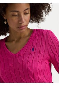 Polo Ralph Lauren Sweter 211971870509 Różowy Slim Fit. Typ kołnierza: polo. Kolor: różowy. Materiał: bawełna #4