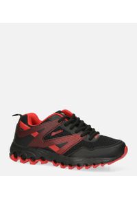 Casu - czarne buty sportowe sznurowane casu b2033-15. Kolor: czarny, wielokolorowy, czerwony