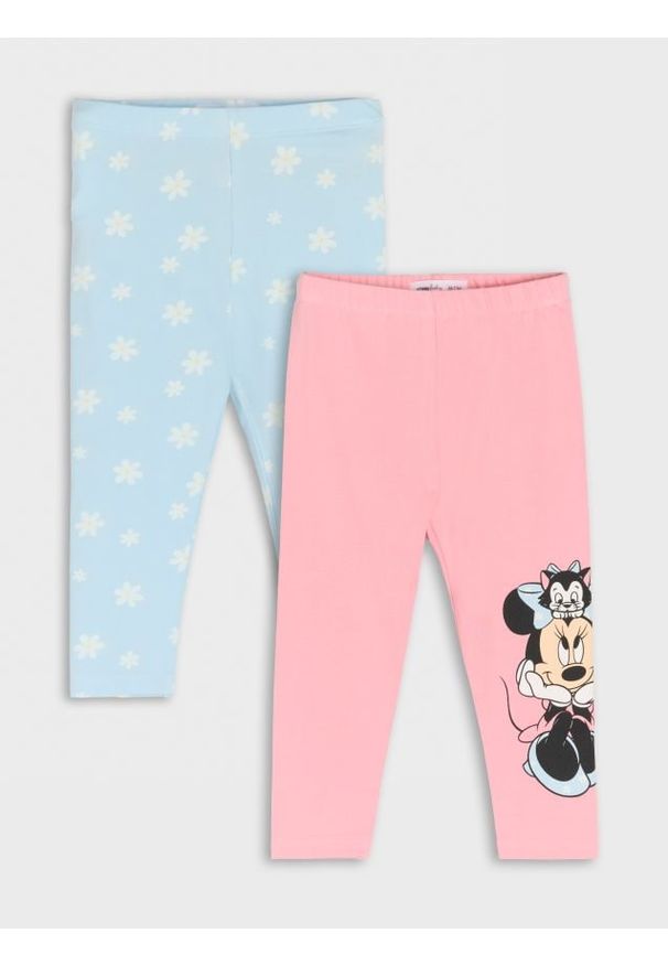 Sinsay - Legginsy 2 pack Mickey Mouse - różowy. Kolor: różowy. Długość: długie. Wzór: motyw z bajki