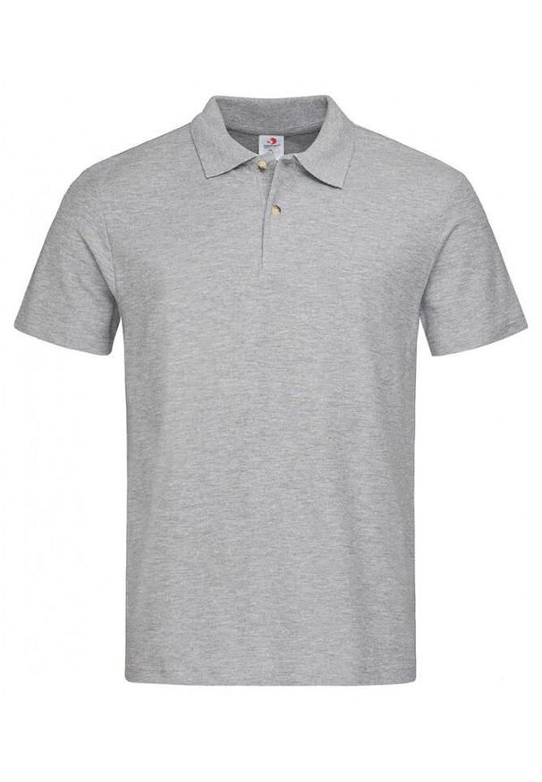 Szary t-shirt Stedman na co dzień, krótki, casualowy, polo