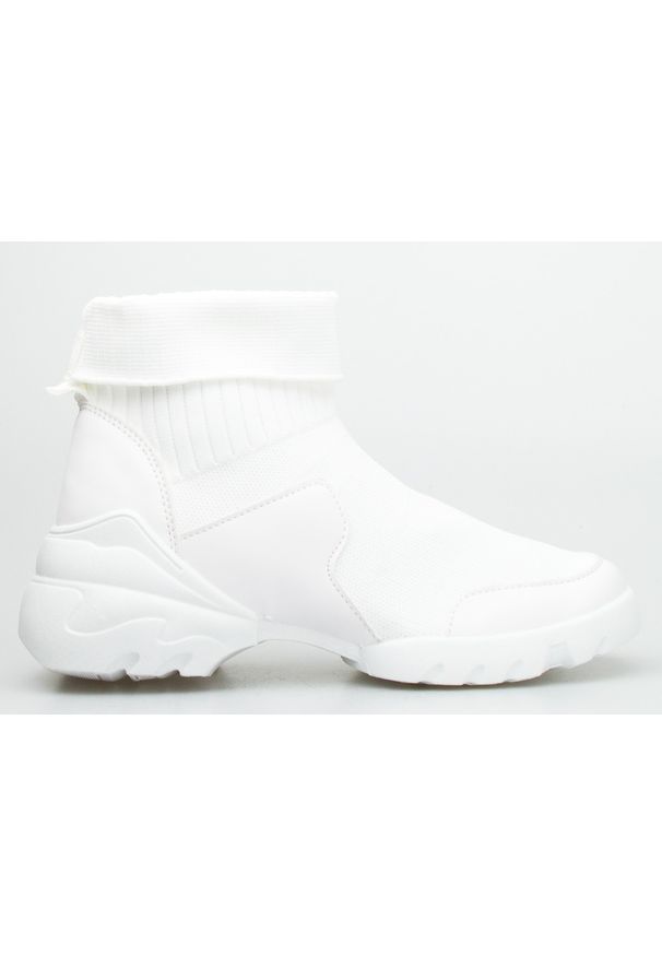Inna - Sneakersy ze skarpetką białe. Okazja: na imprezę, na spacer. Kolor: biały. Sezon: wiosna. Sport: turystyka piesza