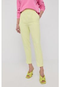 Pinko spodnie damskie kolor zielony fason cygaretki high waist. Stan: podwyższony. Kolor: zielony. Materiał: tkanina