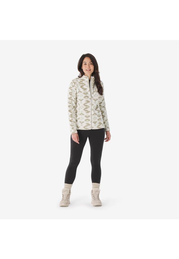 quechua - Polar turystyczny damski Quechua MH500 zamek. Kolor: biały. Materiał: poliester, materiał. Sport: turystyka piesza