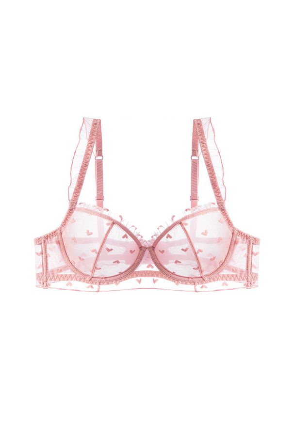 Intica - Biustonosz z fiszbinami z delikatnej siateczki Roshni. Kolor: różowy. Rodzaj stanika: biustonosz z fiszbinami