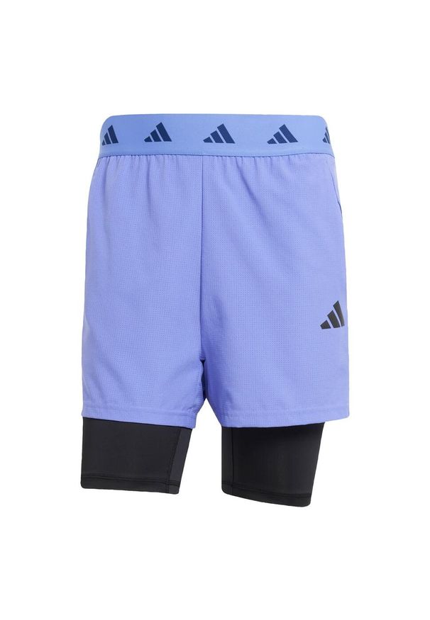 Adidas - Szorty Gym+ 2-in-1. Kolor: wielokolorowy, niebieski, czarny. Materiał: materiał. Technologia: ClimaCool (Adidas)