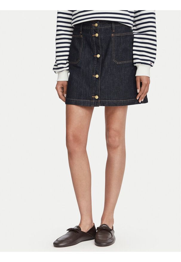 TOMMY HILFIGER - Tommy Hilfiger Spódnica jeansowa WW0WW50008 Granatowy Regular Fit. Kolor: niebieski. Materiał: bawełna