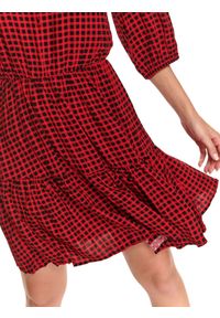 TOP SECRET - Sukienka mini z falbaną w kratę. Kolor: czerwony. Materiał: tkanina. Sezon: jesień. Długość: mini #4