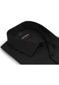 Modini - Czarna koszula męska w białe kropeczki Y54. Kolor: wielokolorowy, czarny, biały. Materiał: bawełna, poliester, tkanina. Długość: długie #1