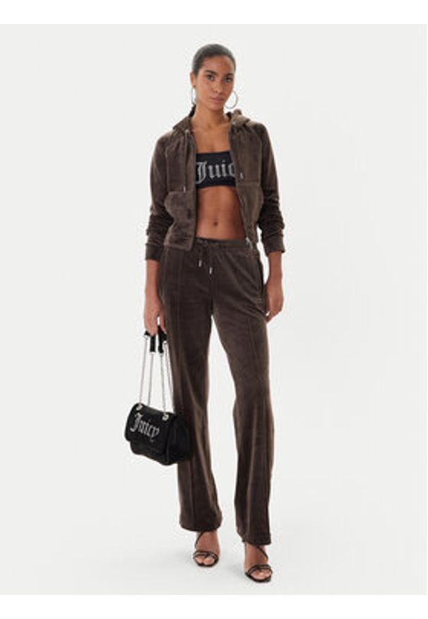 Juicy Couture Bluza Madison JCWAS225306 Brązowy Slim Fit. Kolor: brązowy. Materiał: syntetyk