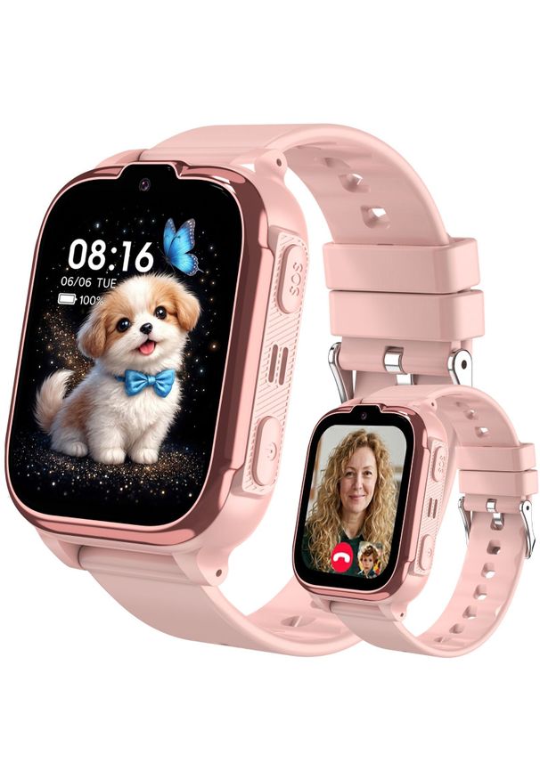 Rubicon Smartwatch dziecięcy różowy GPS 4G Lokalizator Kamera Video Rozmowy SOS SeTracker. Rodzaj zegarka: smartwatch. Kolor: różowy
