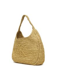 Calvin Klein Torebka Bold Ck Raffia Lg Shoulder Bag LV04F3448G Beżowy. Kolor: beżowy #7