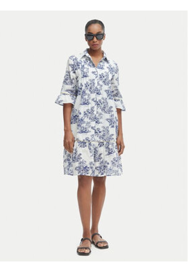 Iconique Sukienka koszulowa IC25-076 Biały Relaxed Fit. Kolor: biały. Materiał: bawełna. Typ sukienki: koszulowe