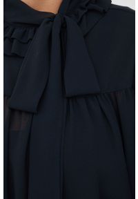 Sisley bluzka damska kolor czarny gładka. Kolor: czarny. Materiał: tkanina, materiał. Długość rękawa: długi rękaw. Długość: długie. Wzór: gładki