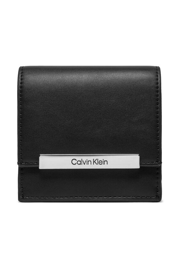 Calvin Klein Mały Portfel Damski K60K612206 Czarny. Kolor: czarny. Materiał: skóra