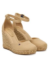 TOMMY HILFIGER - Tommy Hilfiger Espadryle Wedge FW0FW09225 Beżowy. Kolor: beżowy. Materiał: materiał #3
