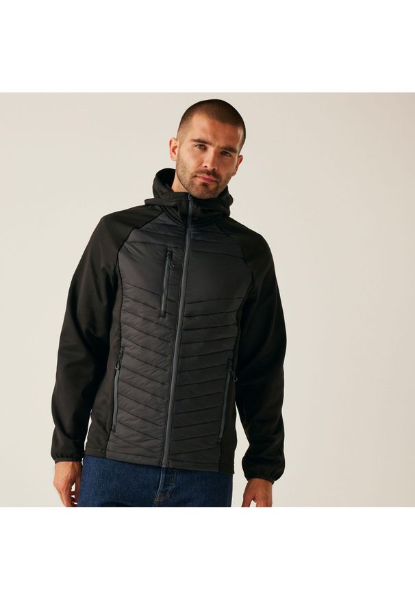 Regatta - Kurtka robocza hybrydowa męska Nagate. Kolor: zielony, brązowy, wielokolorowy. Materiał: puch. Sport: turystyka piesza