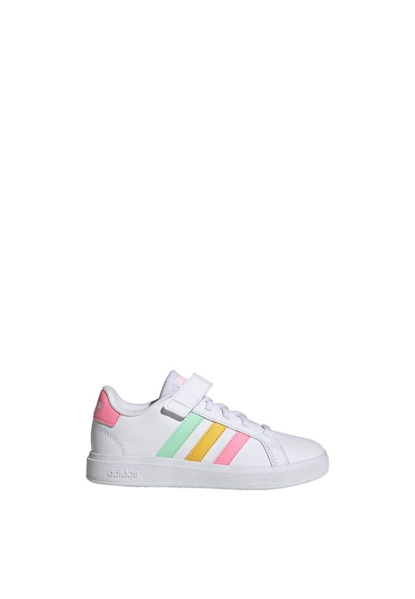 Sneakersy Adidas Original Grand Court 2.0 El Ftwwht/M Dzieci. Okazja: na co dzień. Kolor: biały, wielokolorowy, różowy, zielony. Materiał: materiał
