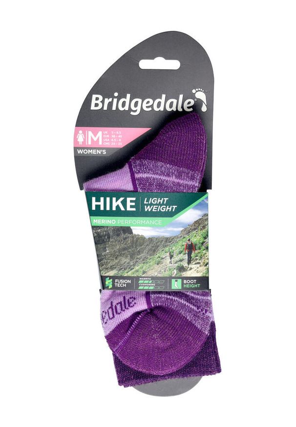 BRIDGEDALE - Skarpety turystyczne damskie Bridgedale Hike LW Merino Perf B Patrn. Kolor: fioletowy. Materiał: wełna, lycra, nylon, elastan, poliamid. Sport: turystyka piesza